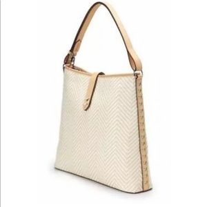 Stella & Dot Crosby Neutral Woven Chevron Hobo